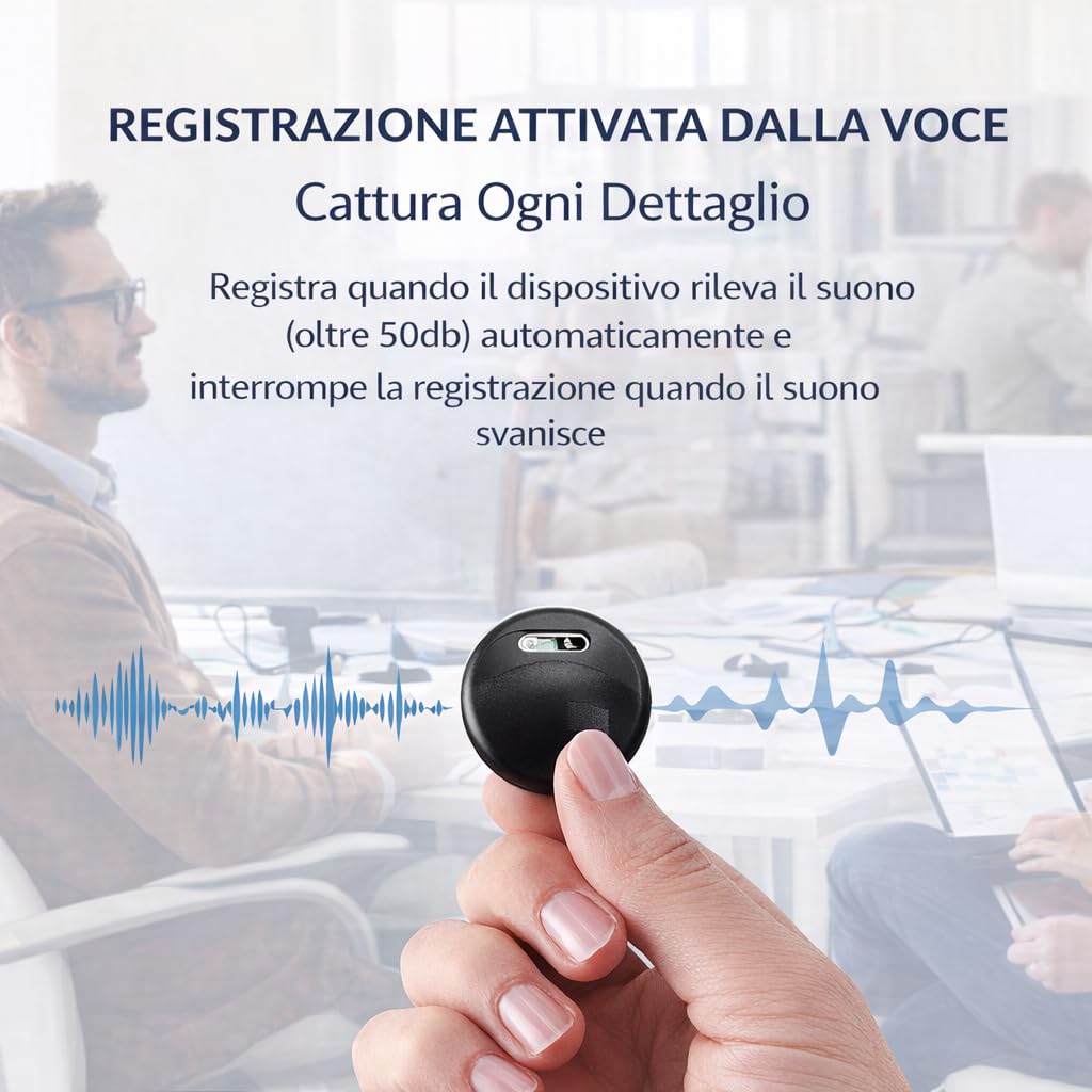 CleverTalk Q37 Registratore Vocale con IA | Attivazione Vocale | Portale Web app.clevertalk.ai | Trascrizione e Riassunti | 64 GB | Audio HD 1536kbps | USB-C