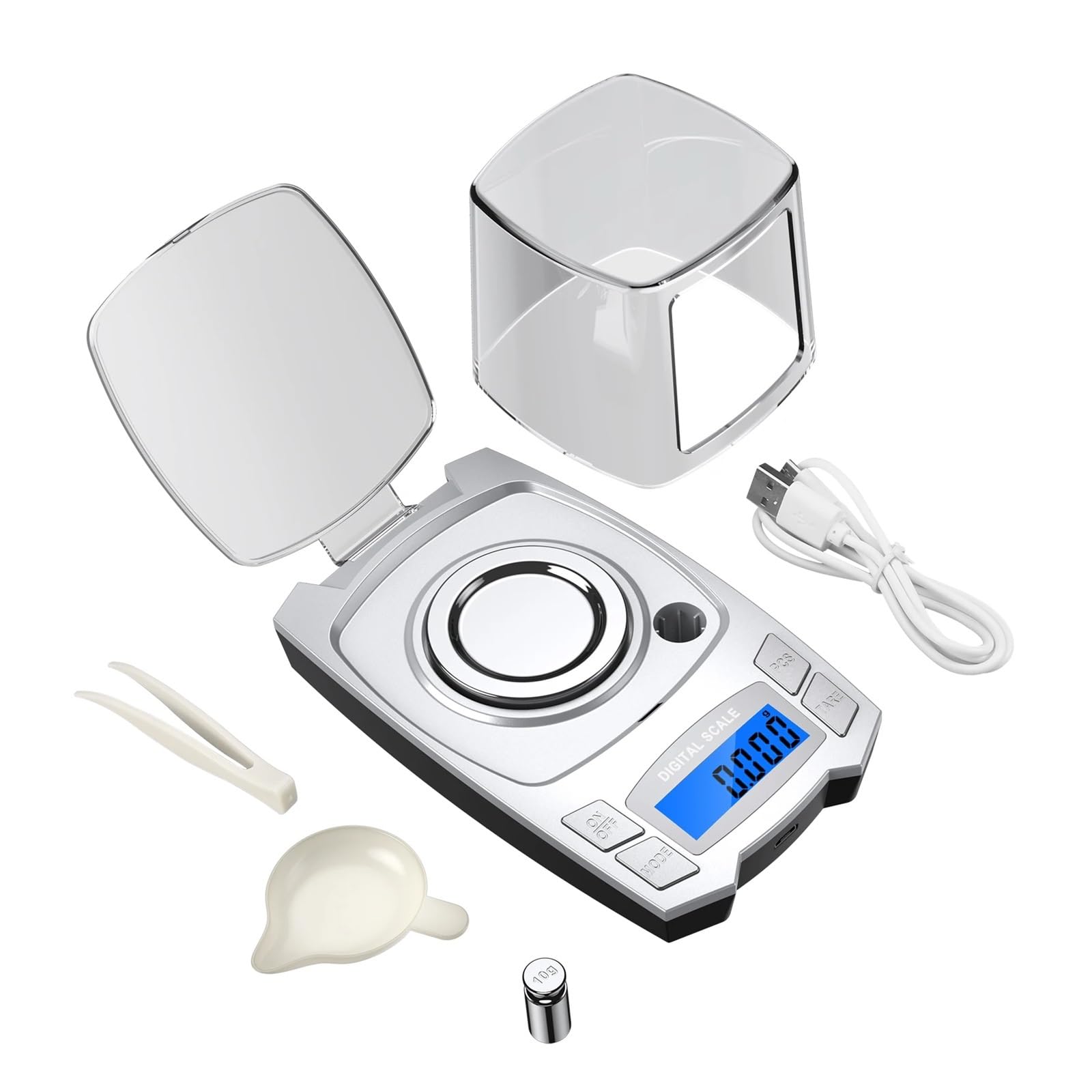 Básculas de cocina, Báscula electrónica de precisión de 0.001g, báscula de pesaje Digital con carga USB de 100g/50g, báscula portátil de peso for laboratorio, báscula de miligramos(100g)