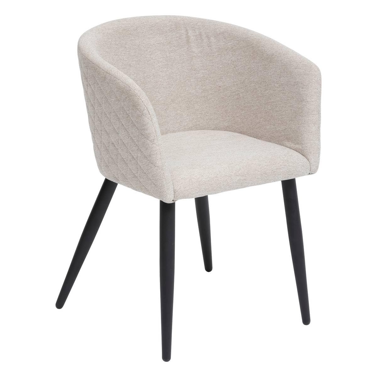 Chaise Fauteuil de Table Tissu façonné Beige et Pieds en métal Noir - Atmosphera