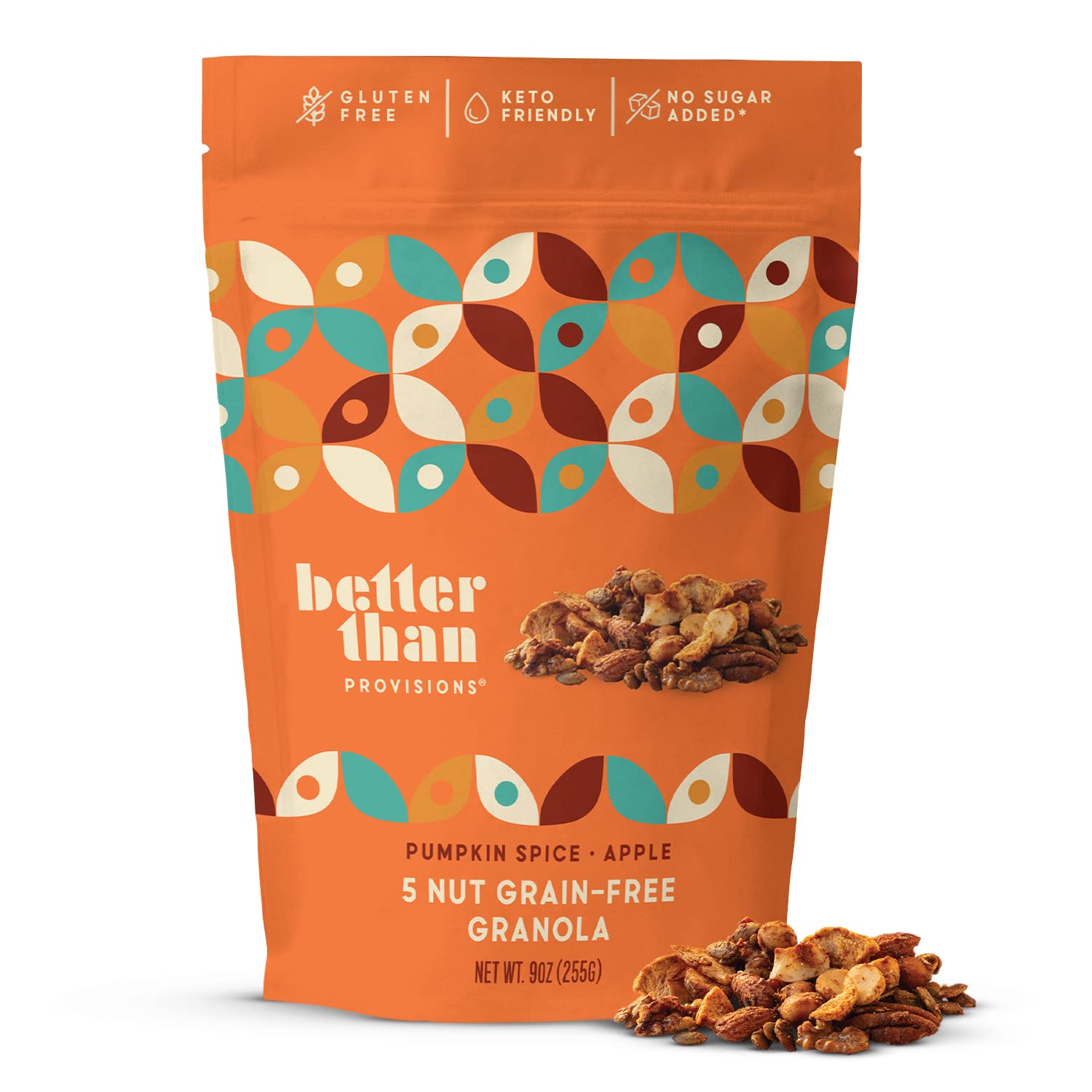 Better Than Provisions 5 Nut Grain-Free Granola, Keto Food, 3 Pack of Cinnamon Vanilla, with Almonds, Macadamia Nuts, Walnuts, Hazelnuts, Pecans, Pumpkin Seeds, Coconut, Spices, Healthy Snacks (9oz) (3 Count)