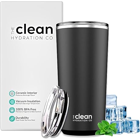 The Clean Hydration Insulated Ceramic Travel Tumbler