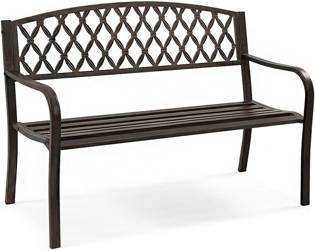 Patio Benches for Outdoors Nordic Retro Outdoor Metal Garden Bench Hollow Mesh Decorative Suitable for Courtyard Balcony Terrace Garden Benches for Outdoors