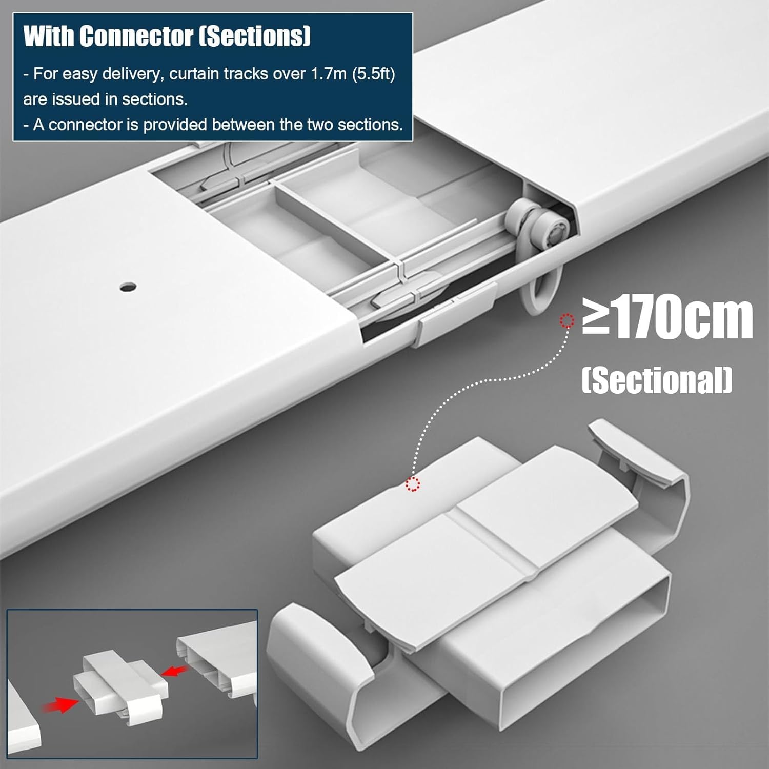 Générique Système de Tringle à Rideaux, Tringle à Rideaux Robuste - Rail de Plafond Double avec Technologie Nano Silence, Alliage d'aluminium Durable, idéal pour séparer