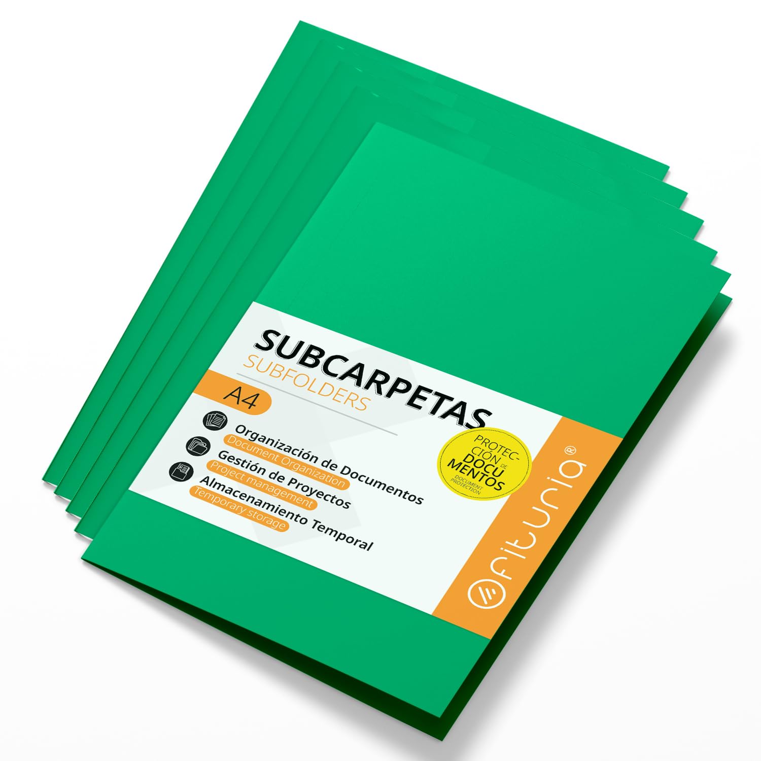 A4 Cardboard Subfolders, Paper Filing Folders 180 g, File Folder for Documents, Pack of 50 Coloured Office Subfolders for Filing and Sorting Papers – Ofituria (Turquoise)