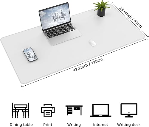 Vista 2 de Leather Desk Protector, 47in*23.7in Large Mat with Natural Cork & PU Leather, Mouse Pad, Non-Slip Office Mat, Waterproof Writing Pad for Office and