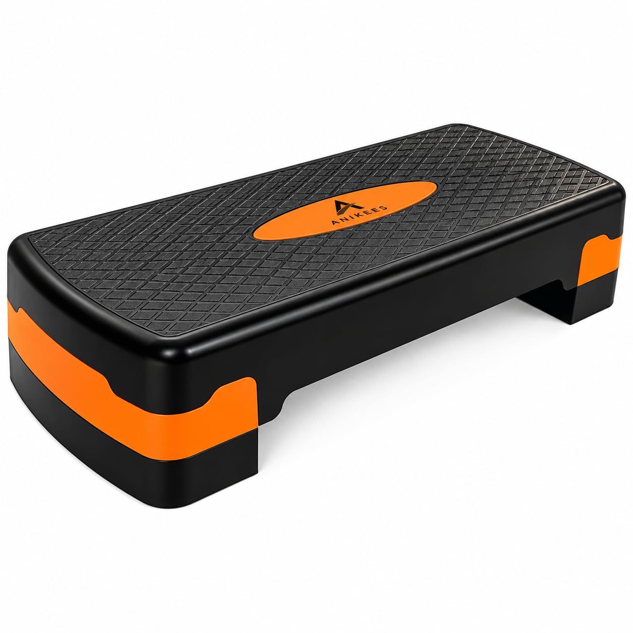 ANIKEES - Fitness Stepper, Exercise Step for Home & Gym, Cardio, Yoga, Aerobics, Weights, 2 Level Heights (10, 15 cm) (Orange)