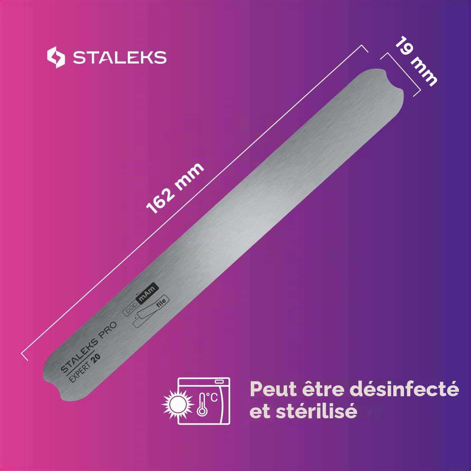 Staleks Pro Expert Manche en acier inoxydable pour limes adhésives et limes pochettes jetables