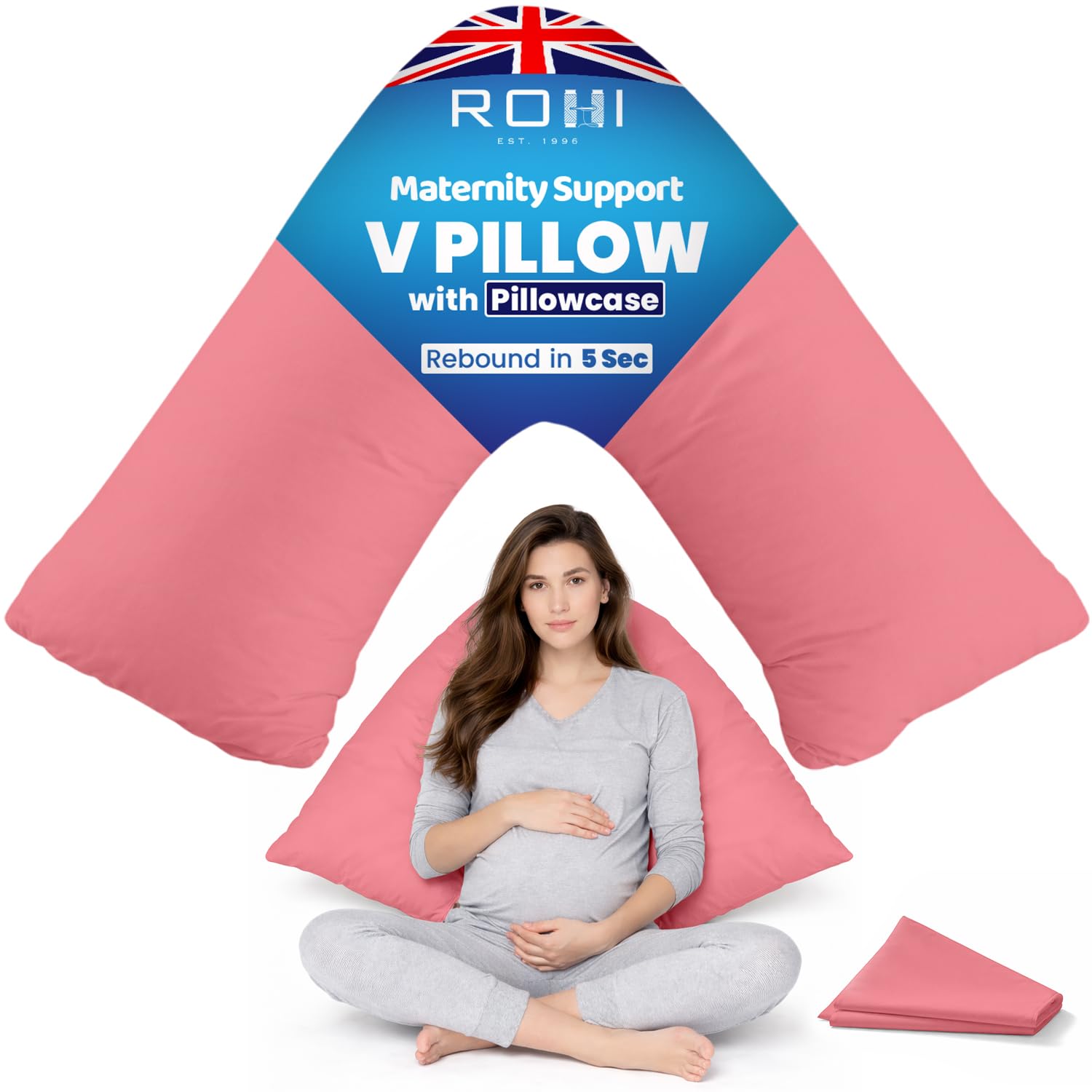 Rohi Orthopaedic V Pillow with Pillowcase – Anti Allergy Triangle pillows for Adults, Nursing, Maternity & Pregnancy – Extra Hollowfibre Cushioning to Supports Neck, Head & Back (Grey) — view 24