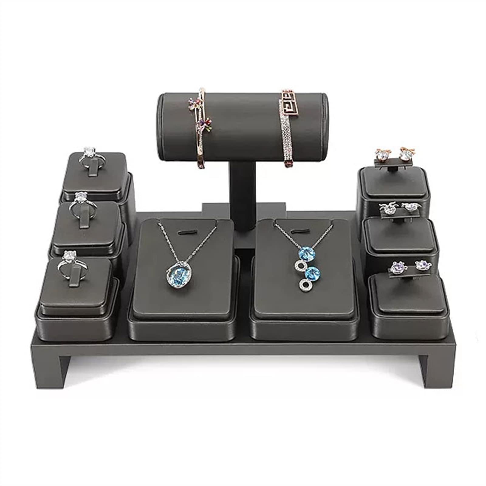 Schmuckaufbewahrung Halsketten-Ausstellungsständer-Set, Leder-Schmuck-Organizer