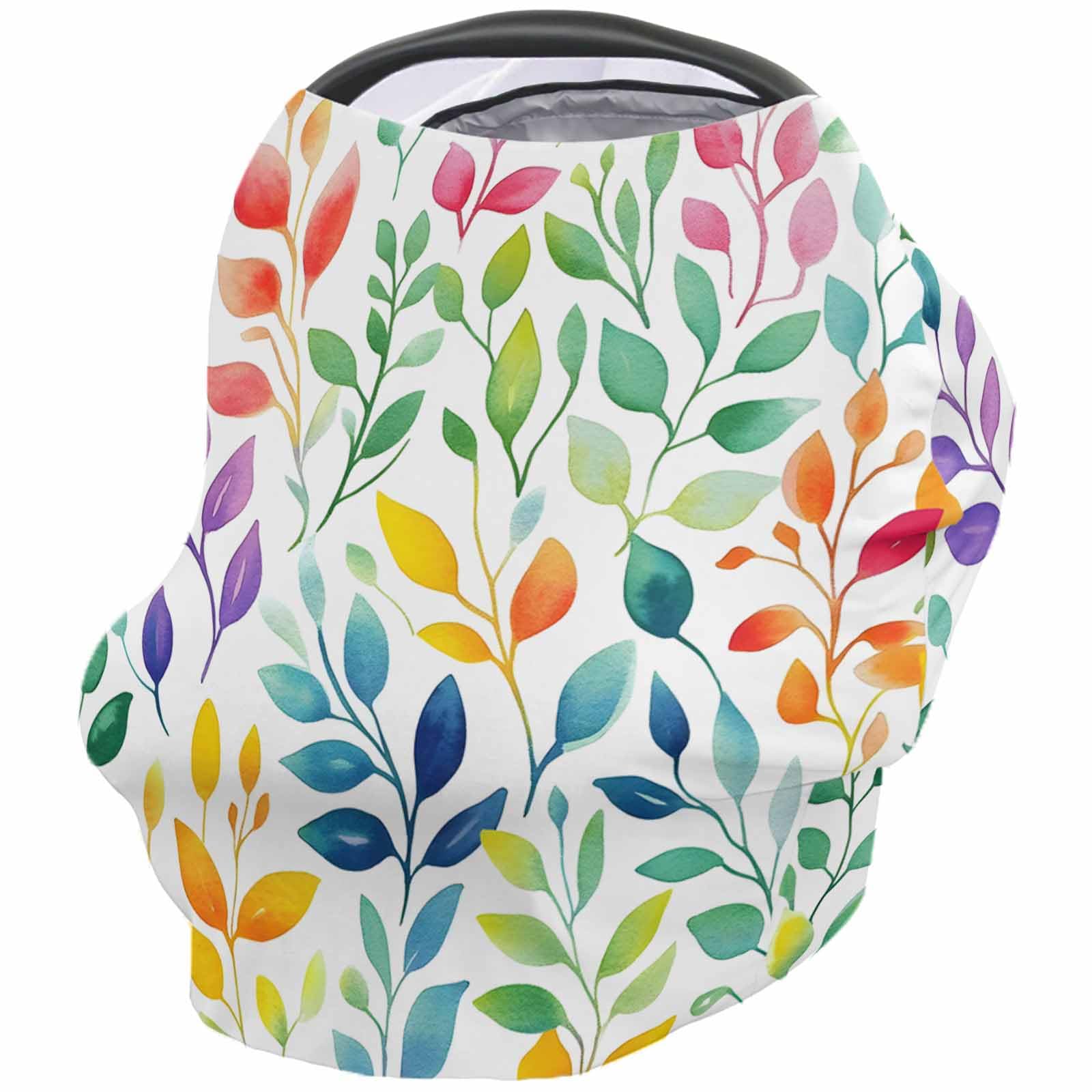 Nursing Cover for Breastfeeding Scarf, Watercolor Leaf Branch Baby Car Covers Super Soft Multi Use for Canopy Shopping Cart Cover Blanket Stroller Cover