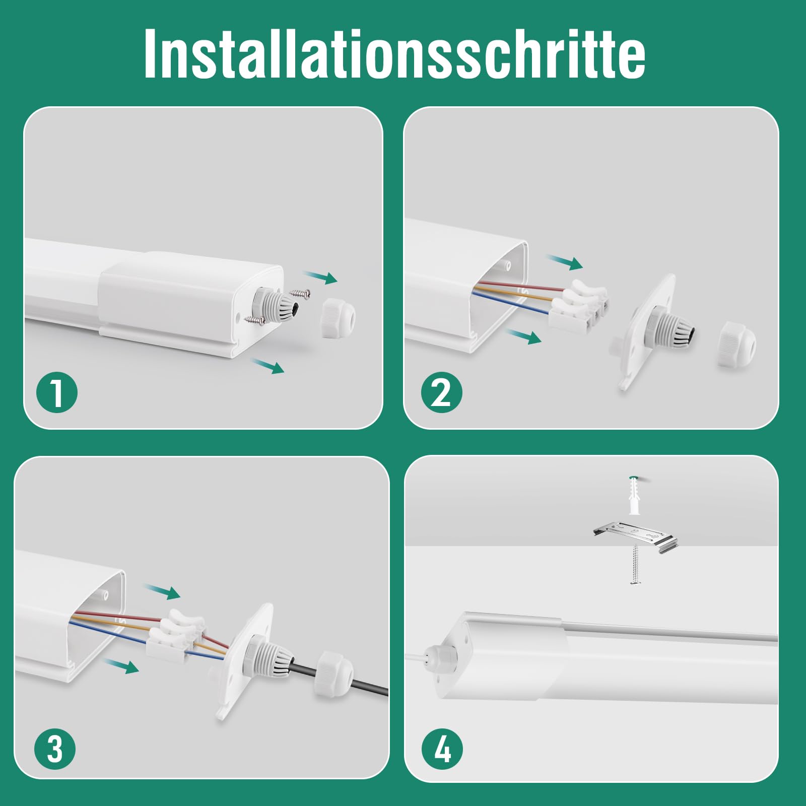 Neon Led 120CM, 36W 3960LM Plafoniera IP65 Impermeabile, Lampada da Soffitto 4000K, Tubo LED per Cucina Officina Ufficio Bagno Seminterrato Magazzino
