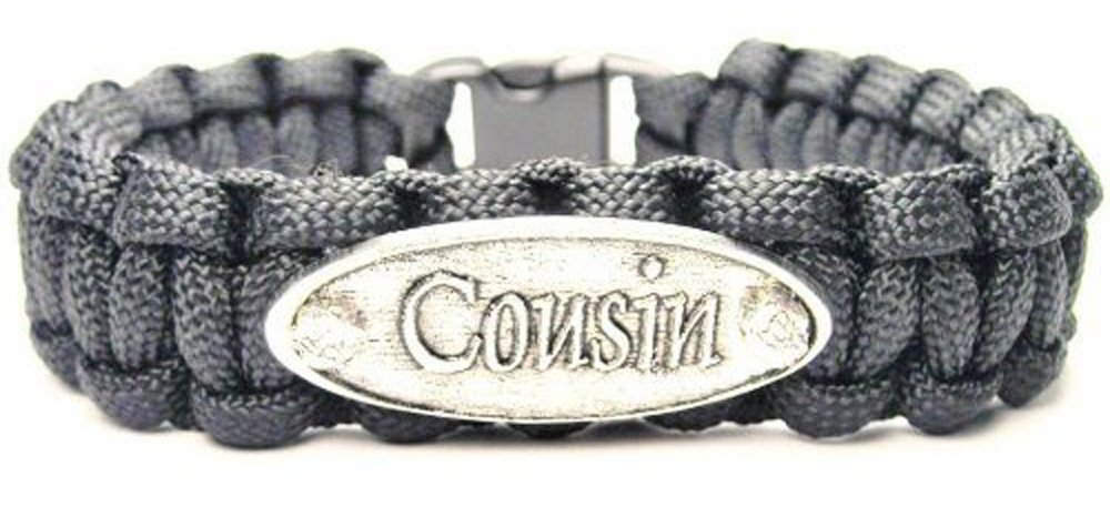 Cousin Black ChubbyChicoCharms Paracord Pewter Charm Bracelet