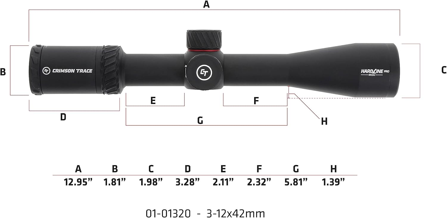 Crimson Trace Hardline Pro Riflescope with Lightweight Solid Construction, Scope Caps and Lens Cloth for Hunting, Shooting, Tactical and Outdoor