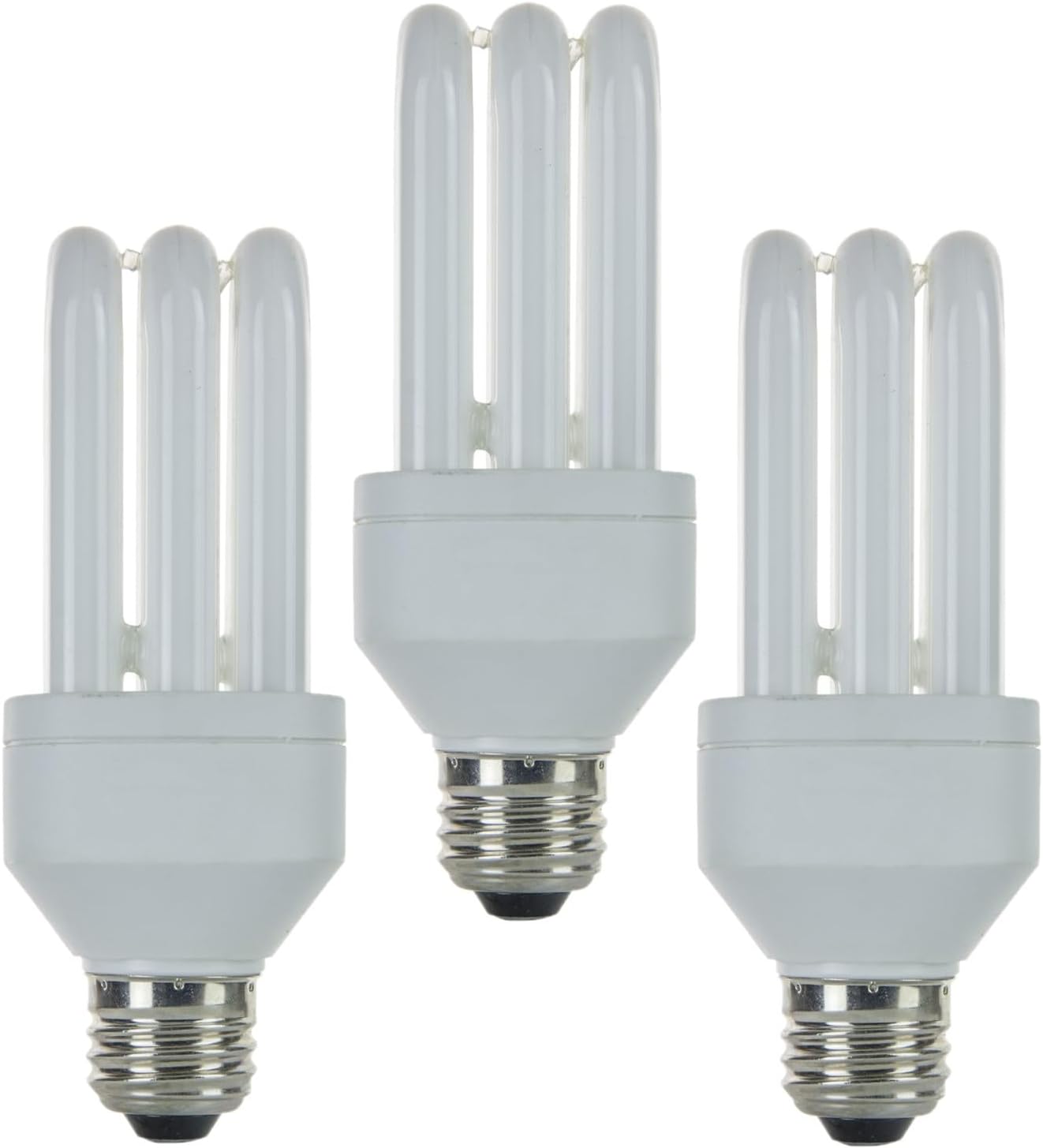 Diodesy- Compact Fluorescent Triple Tube Light Bulb E26 Medium Base High Output 825 Lumen 15W (60W Equivalent) 6500K Daylight CFL Plug-in Lamp for Kitchen Offices Workshops UL Listed Pack of 3