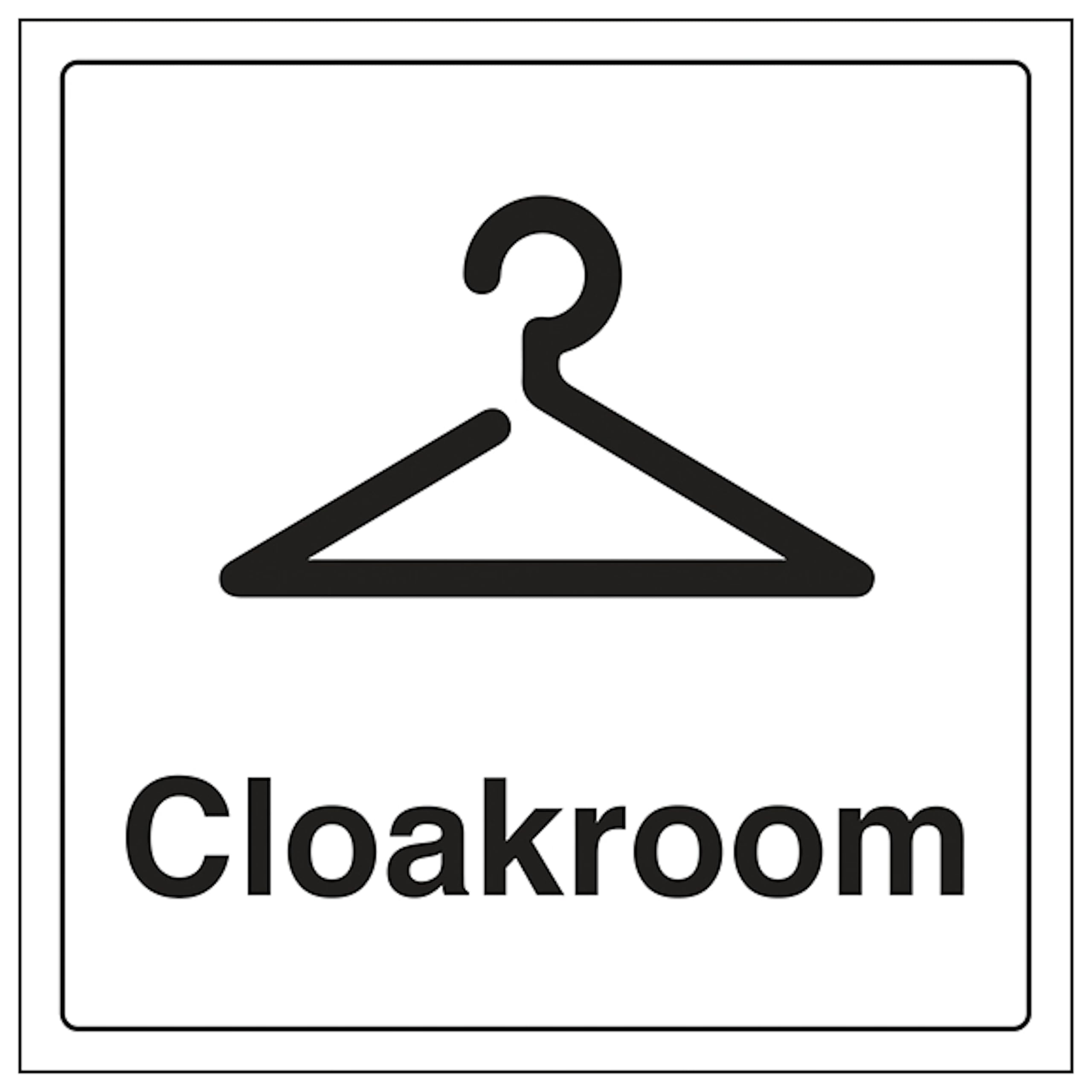 V Safety Cloakroom 200 x 200 mm - 2mm Super-Tough Rigid Plastic Safety Sign