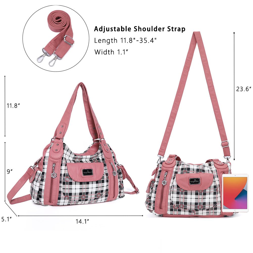 Angel Kiss Hobo, borsa da donna spaziosa a tracolla con tasche multiple, in similpelle, Rosa (Ak812-5g#1894#l02#8901#363Â/Â bianco/rosa), Large