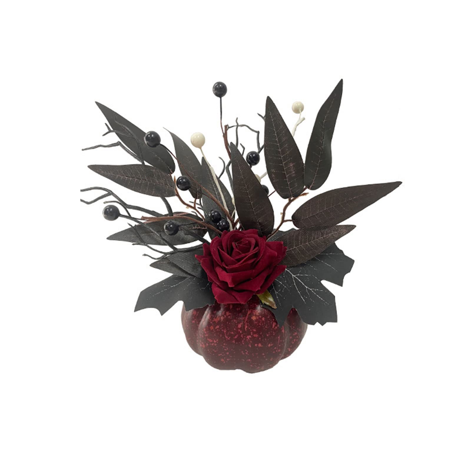 Elnwnnkc Pumpkin Sculpture for Vehicle Dashboard Table TV-Cabin Select Shop Display Cool Pumpkin with Leaves Figurines Leaves Party Supplies