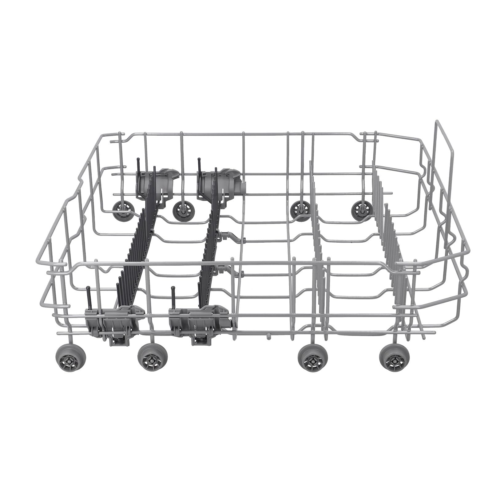 LPPP Cesto inferior compatible con Bosch Siemens lavavajillas 20006942 | Con cestillo para cubiertos, plata, metal, 6 varillas abatibles, sustituye 20002904, 00688642, 528×515×210 mm