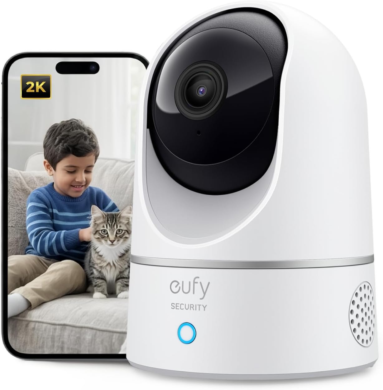 eufy Security Solo IndoorCam E220 (P24) 2K Pan&Tilt Home Security Camera Indoor Wi-Fi Plug-in Cam, Human & Pet AI, Voice Assistant Compatibility, Night Vision, Motion Tracking, Homebase not Compatible