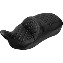 Extended Reach &amp; Max Profile Seat Gel Rider Cushion with Rider Backrest and King Tour Pack Trunk Backrest Pad fit for Harley Touring Road King Street Glide Road Glide Electra Glide 09-25 Black