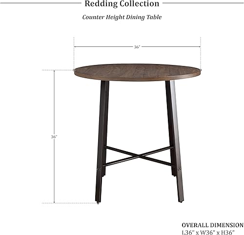 Miniatura 2 de Lexicon Redding Mesa de comedor redonda de altura de mostrador, marrón bruñido/gris