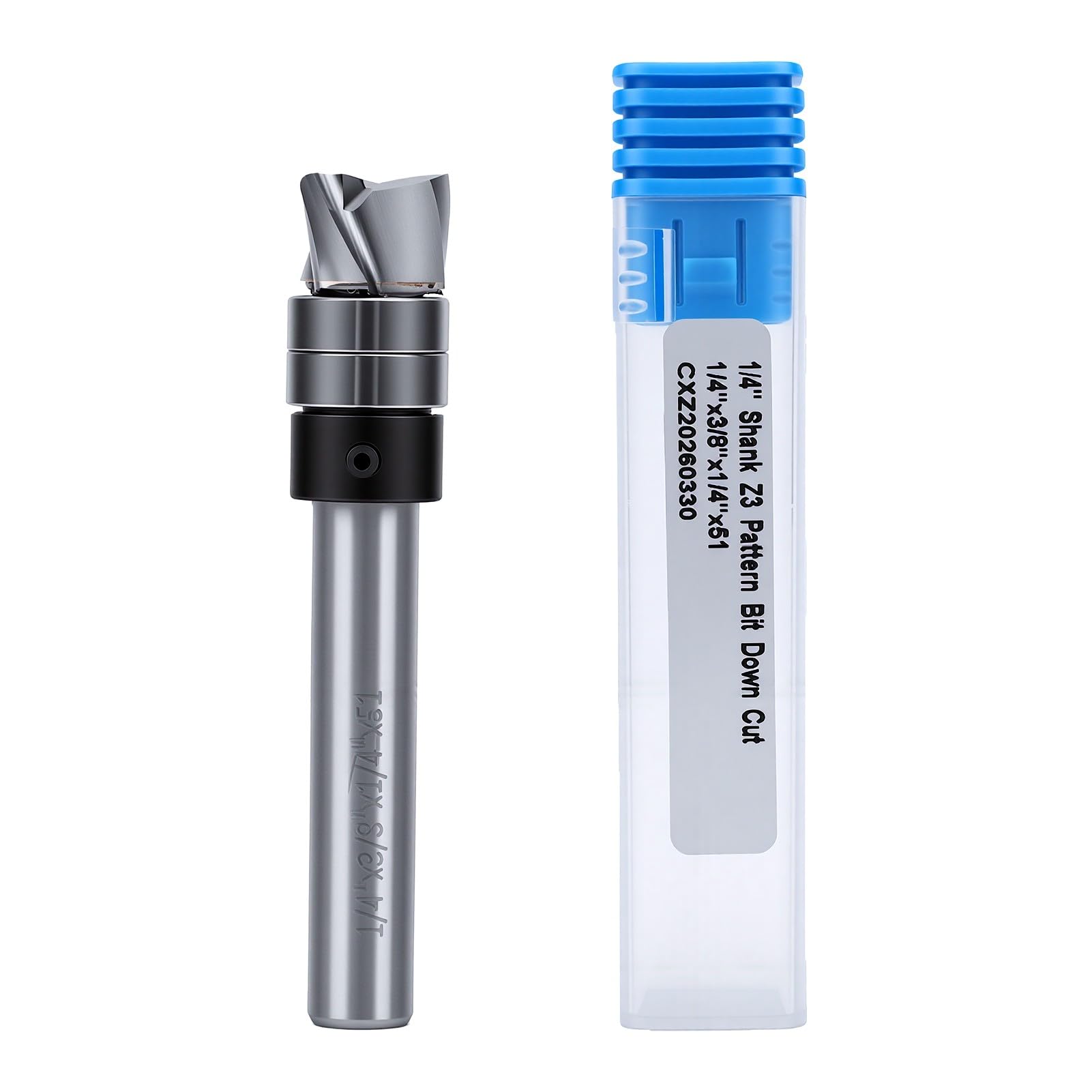Luocute Broca Enrutadora de Corte a Ras en Espiral, Diámetro de Corte de 3/8 pulg. Longitud de de 1/4 pulg. Vástago de 1/4 . Carburo de hacia Abajo de 3 Flautas con
