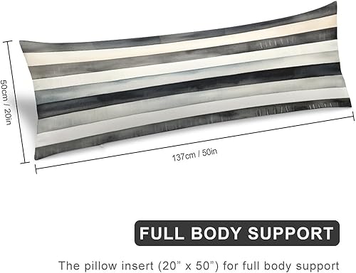 Miniatura 8 de Funda de almohada corporal moderna con rayas verticales, funda de almohada larga moderna con hojas blancas y negras, lavable a máquina con