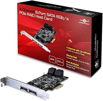 Vantec 4-Channel 6-Port SATA 6Gb/s PCIe RAID Host Card with HyperDuo Technology UGT-ST644R