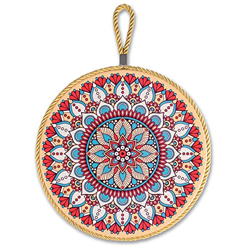 Sottopentola in ceramica da 20 cm con fondo in sughero e cordoncino per pentole e padelle calde in diversi design,Sottobicchieri rotondi decorativi da cucina, idea regalo per cucchiaio, gancio lucido