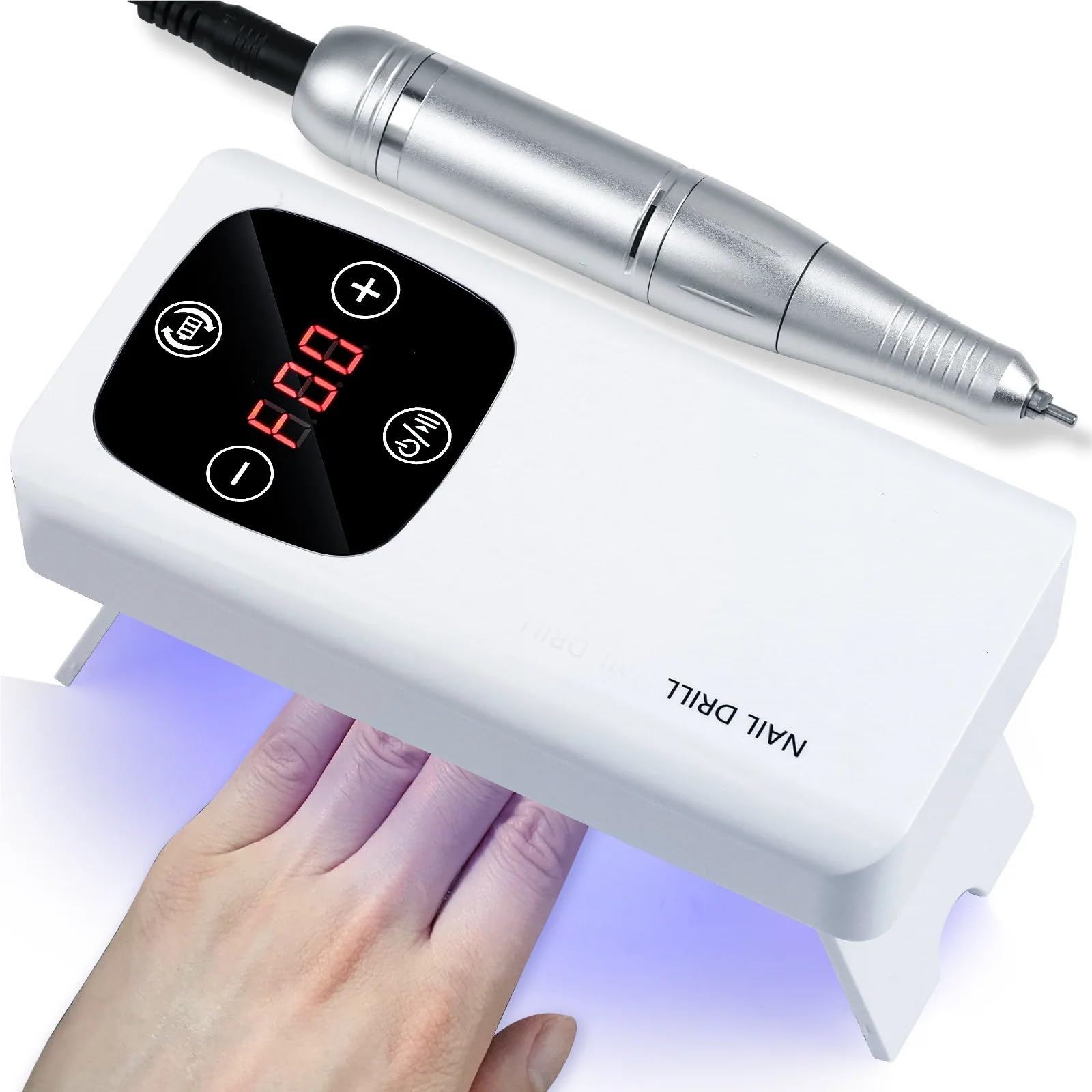 Profesjonalna elektryczna wiertarka do paznokci 45000 obr./min - bezprzewodowy akumulator do salonu i domu, przenośny zestaw do manicure LED Light
