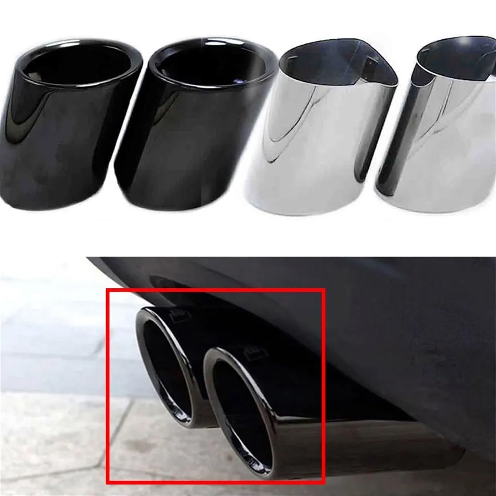 uitlaatdemper Końcówka tłumika samochodowego ze stali nierdzewnej do BMW serii 5 520i 525i 528i 530i 535d 535i F10 F11 F18 F07 GT E39 E60 E34 E61 eindpijpen(For F10 Black)