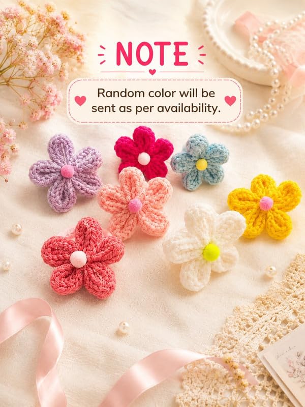 Image of Crochet Flower Rakhi Set with Handmade Floral Design, Reusable Hair Band Style, Raksha Bandhan Gift Set for Brother, Sister and Kids