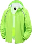 Men's Rain Jacket Waterproof Windbreaker Lightweight Reflective Packable for Golf Hiking Travel