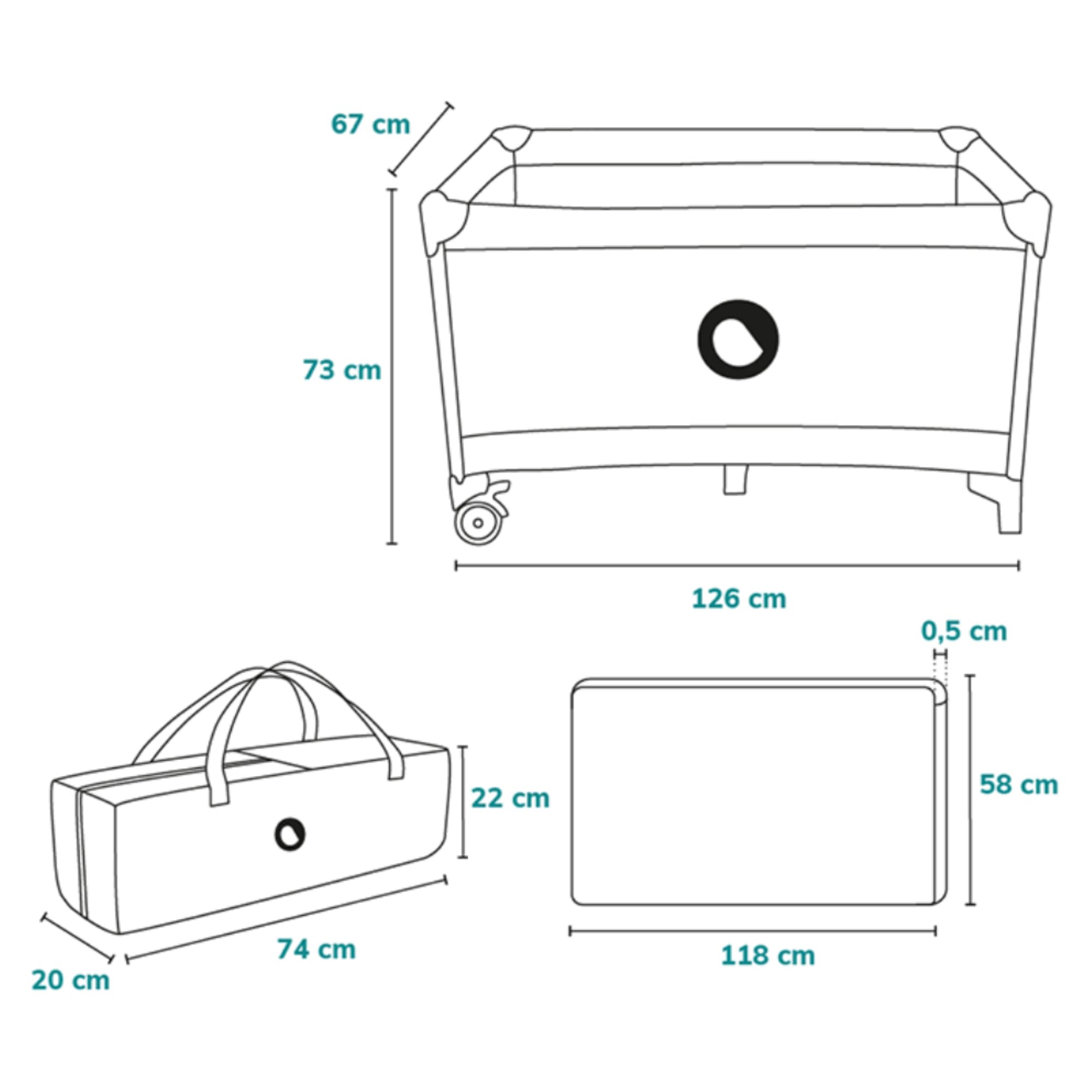 Lionelo Stefi 2 w 1 łóżeczko turystyczne, łóżko dziecięce z przewijakiem, przewiewne ścianki, system LockGuard, łóżeczko przenośne do 15 kg, składane, torba transportowa