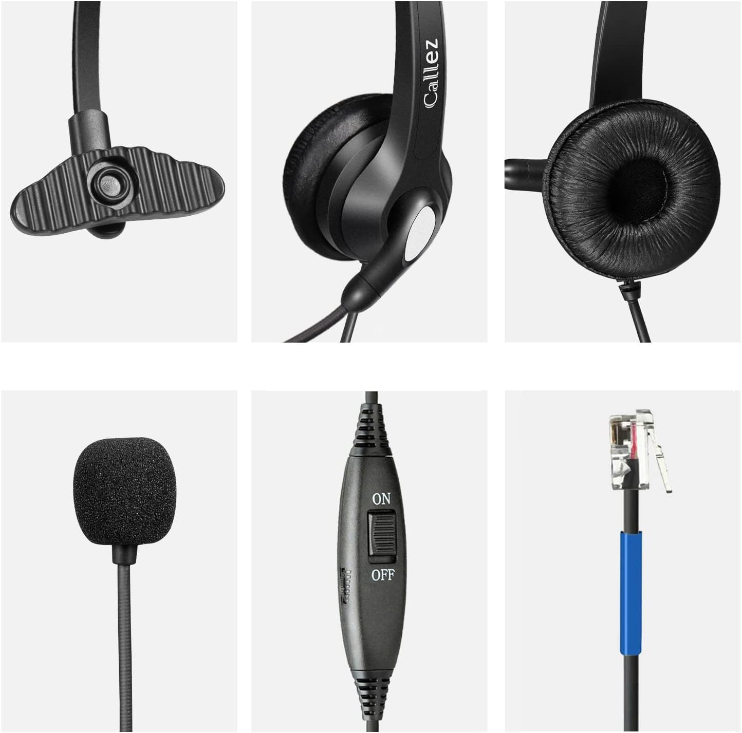 Casque Téléphone Fixe RJ9 avec Micro Anti-Bruit, Oreillette Filaire pour Cisco 7962G 7861 7821 7941G 8841 8845 8861 7811 6851 Bureau Centre d'appel Téléphones VoIP, Plantronics M12 M22 Amplificateur