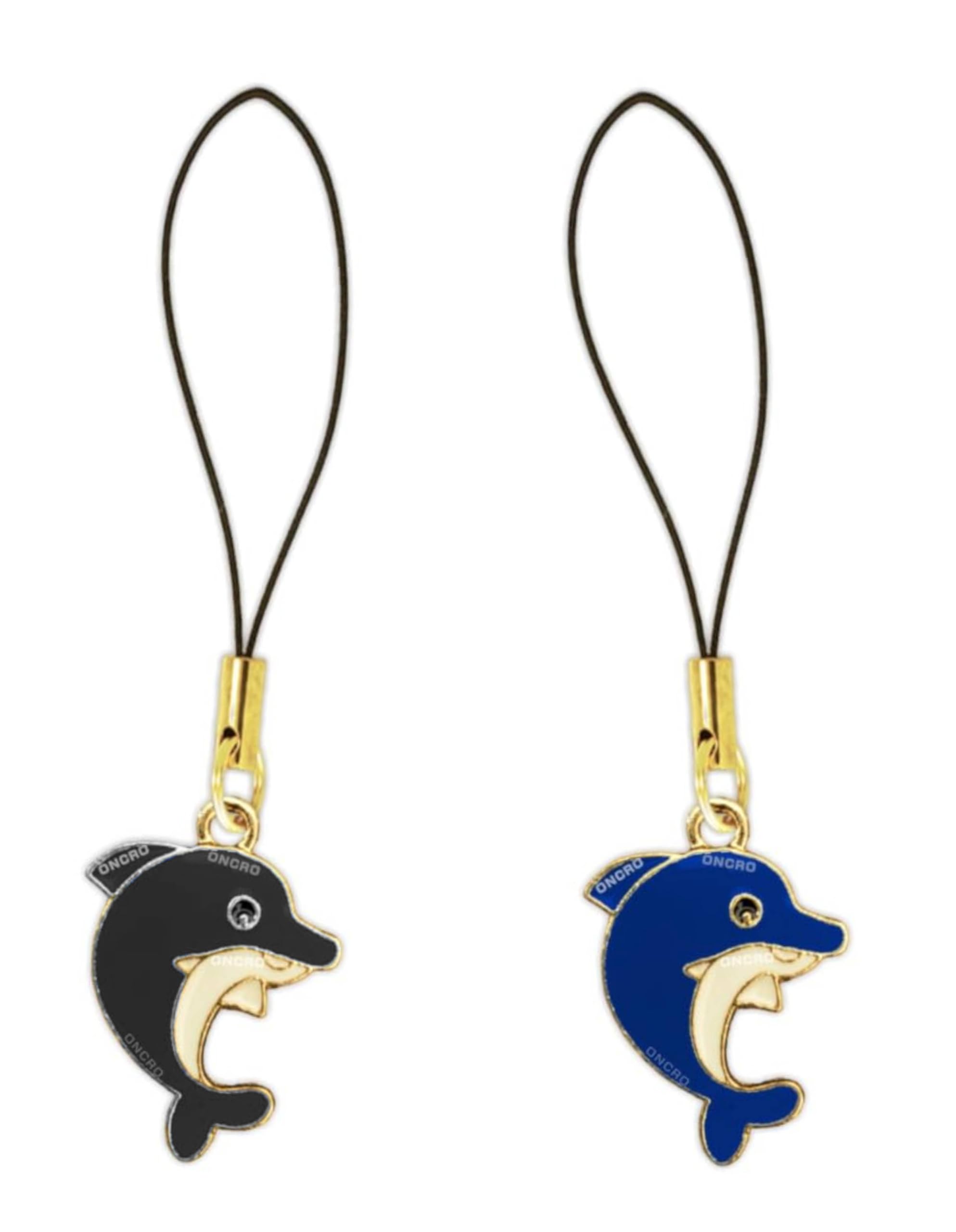 ONCRO® Pack of 2 Lucky Dolphins fish pendant Blue Black phone charms aesthetic for girls women backpack hanging keychain key ring gold accessories necklace bracelet clasp thread Ornament decor Smart combo-image-41