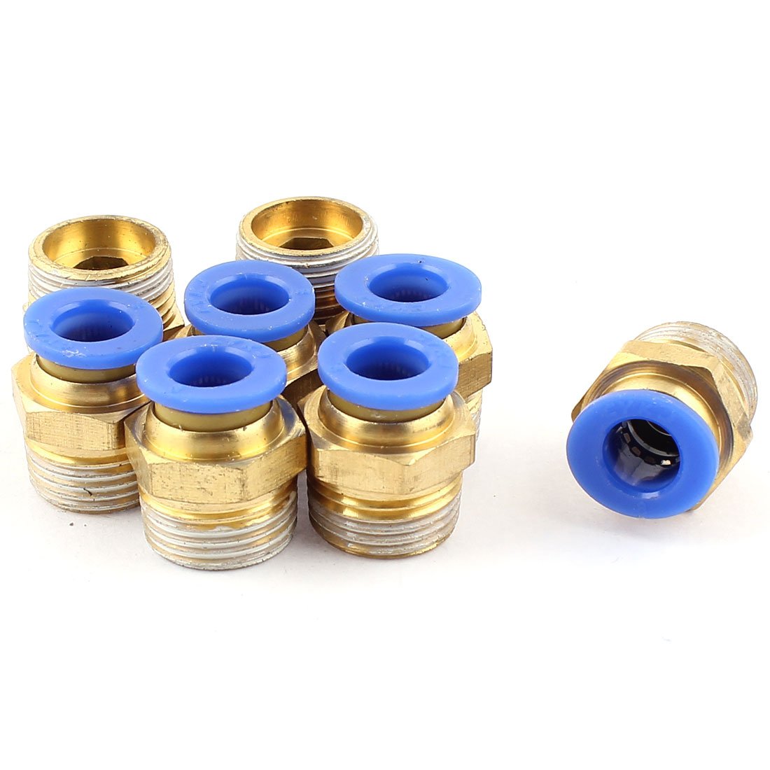 Uxcell Blue Sourcingmap 8Mm Tube To 3/8 Bsp Thread Push In Quick Connect Coupler Fittings 8Pcs
