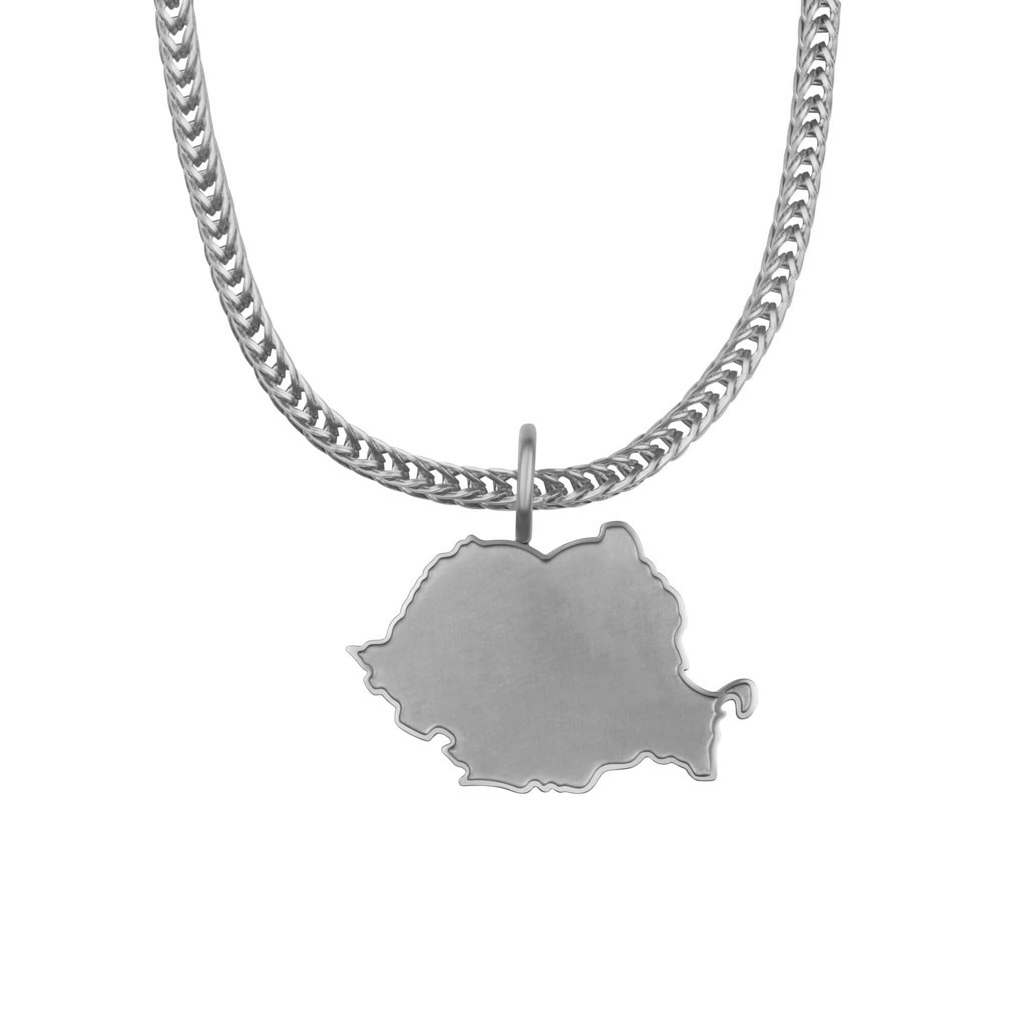 d'origine Collana con mappa della Romania da uomo, in acciaio inox 316L, 60 cm, ciondolo da 27 mm, sabbiato opaco con contorno lucido, idea regalo per la casa