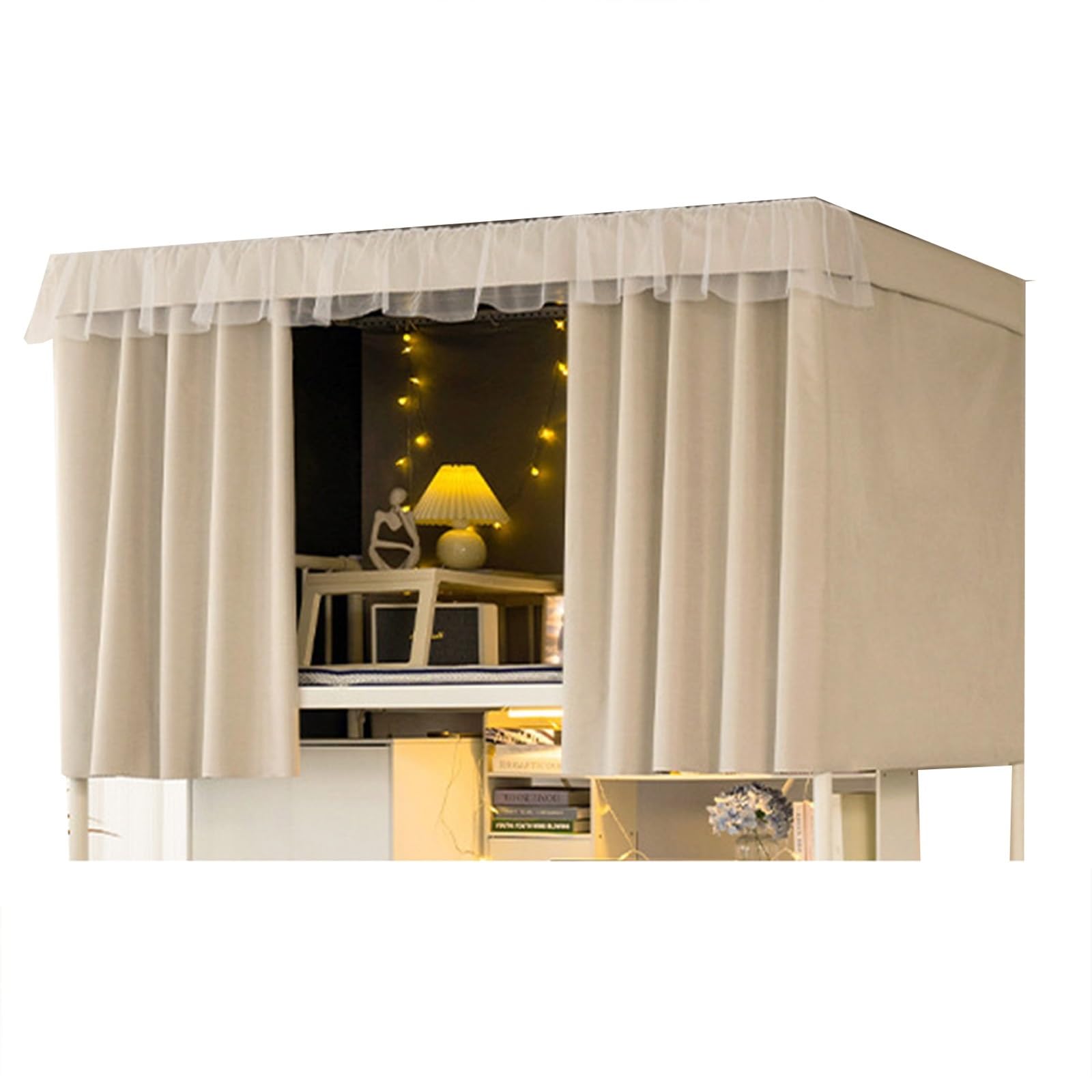 LVYUDS Dust-Proof Bunk Bed Curtains Available Dormitory Blackout Loft Bed Curtains Universal Breathable Bunk Bed Tent Decoration(Curtain*1,1.2M_APRICOT)