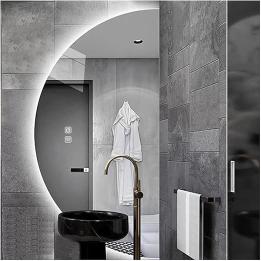ZHANGDONG Frameless Semicircle LED Bathroom Mirror Vanity
