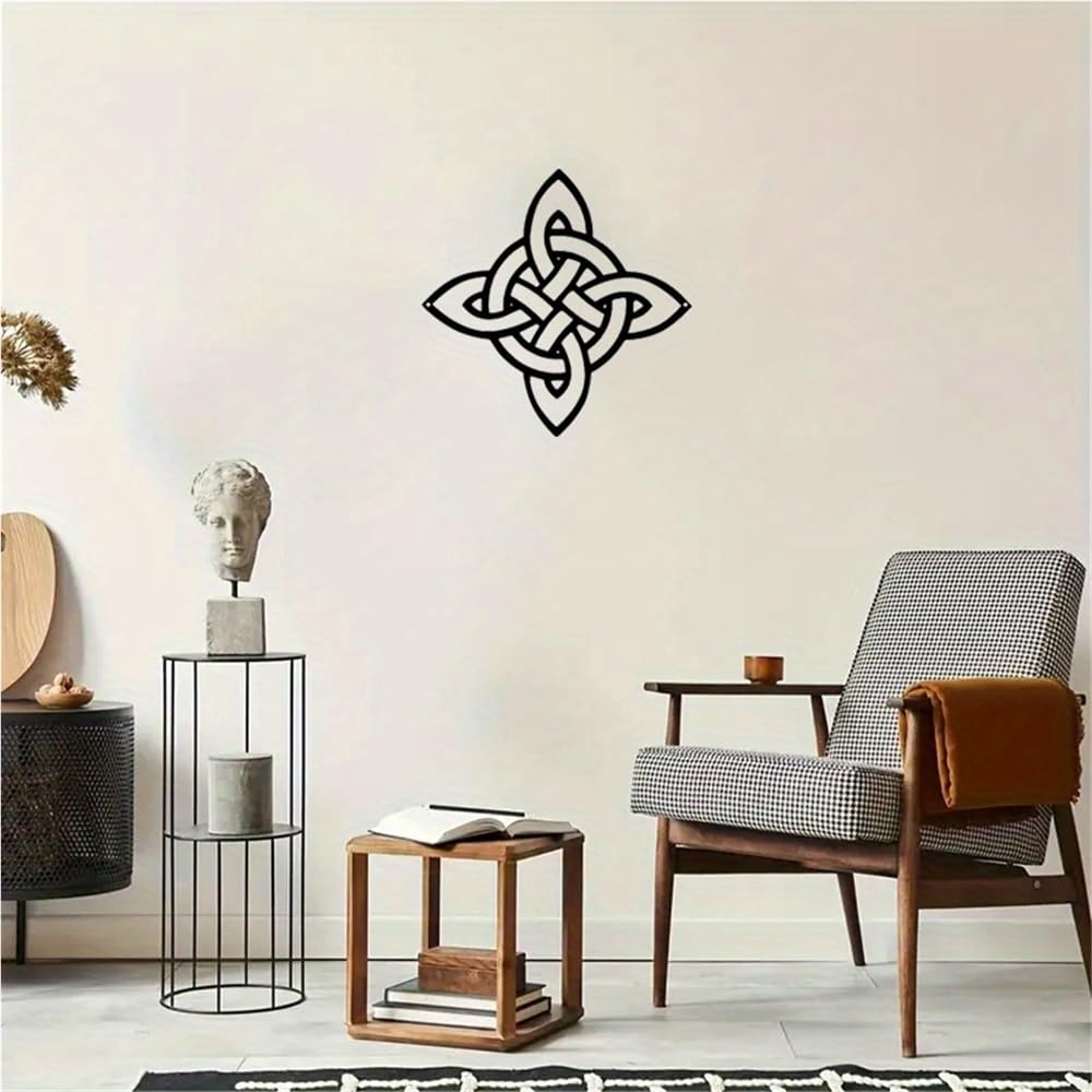 Decoración de pared abstracta contemporánea de metal con nudo celta de bruja, hierro forjado a mano con intrincado diseño de nudos para cocina, sala de estar, oficina y cafetería, estilo gótico d