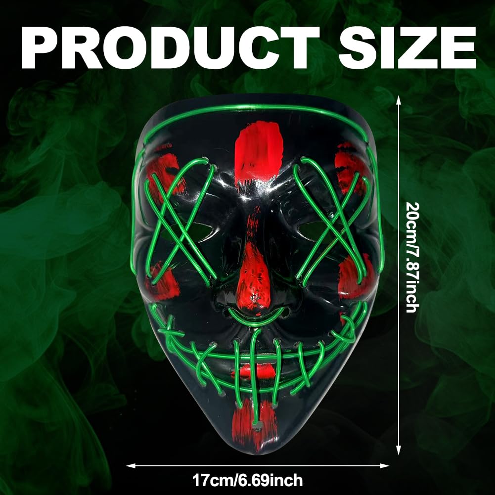 Halloween Masks, Horror LED Mask, Light Up Mask, Scary Masks with 3 Lighting Modes - Image 2