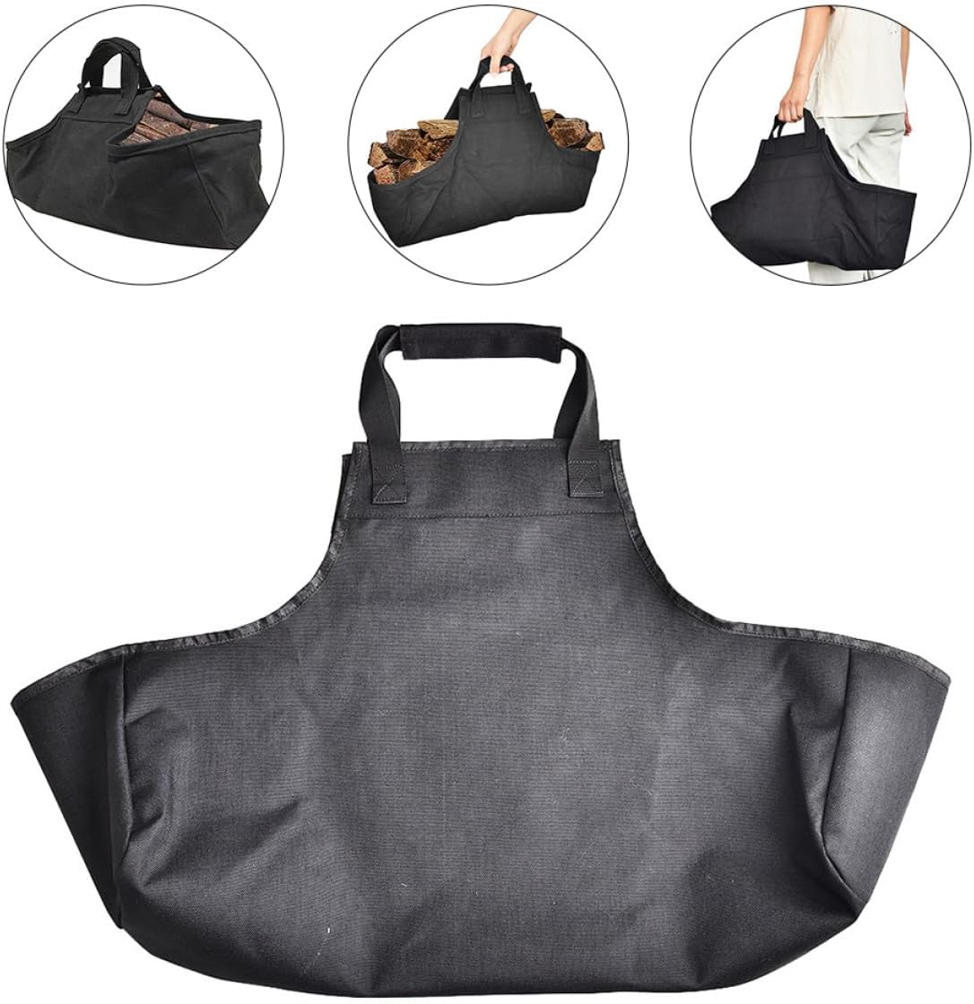 VALICLUD Firewood Storage Bag Large Capacity Canvas Tote Firewood Carrier with Handles Log Holder for Camping Fireplace Use