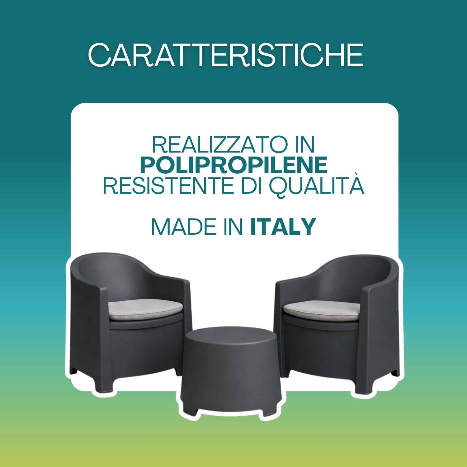 PALUPLUS Set Salottino da Giardino per 2 Persone, 2 Poltrone e 1 Tavolino, Cuscini, Antracite