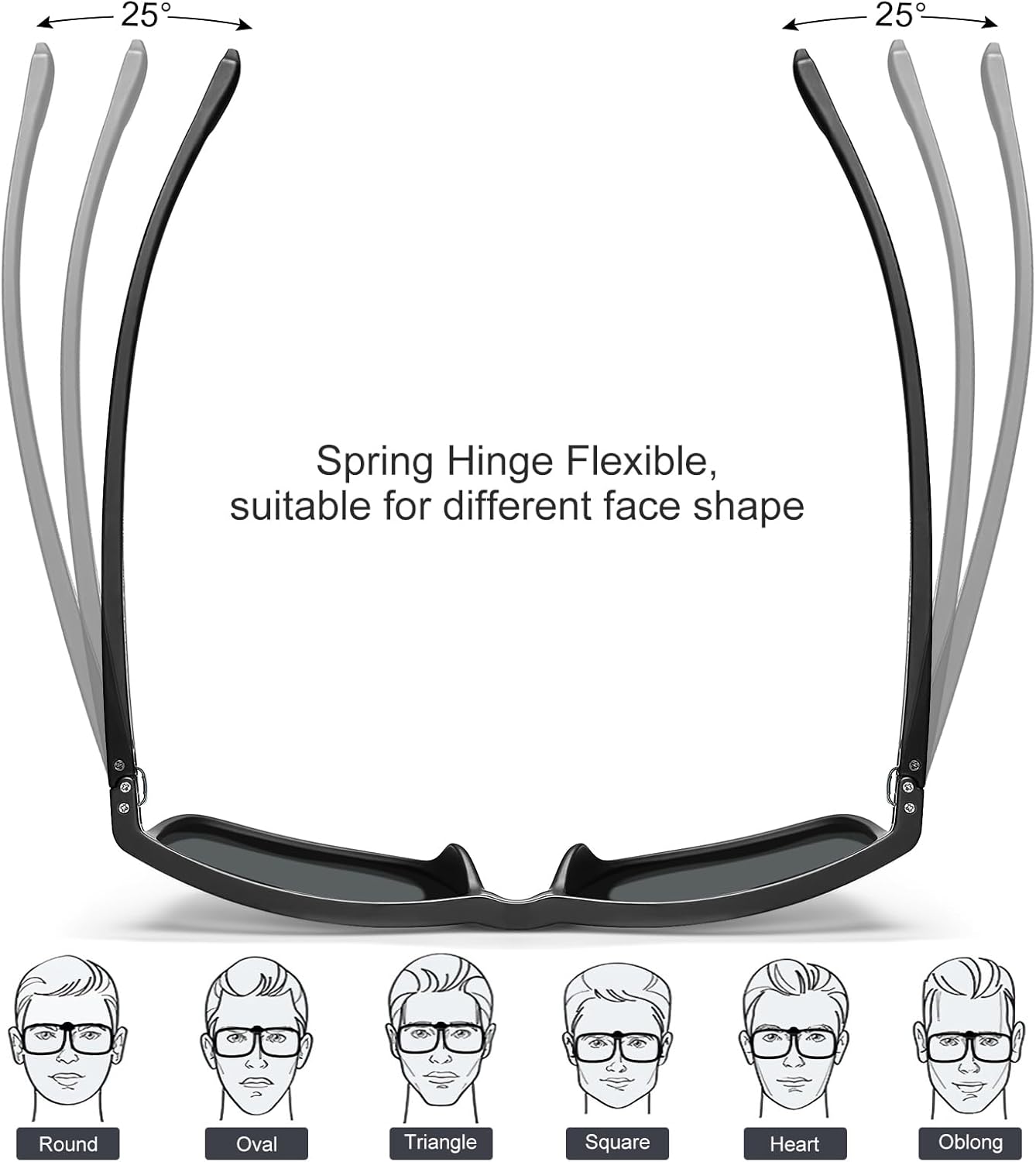 CARFIA Polarized Men's Sunglasses with Leather Case, Lightweight TR90 Sun Glasses UV Protection for Fishing Driving Cycling - Image 3