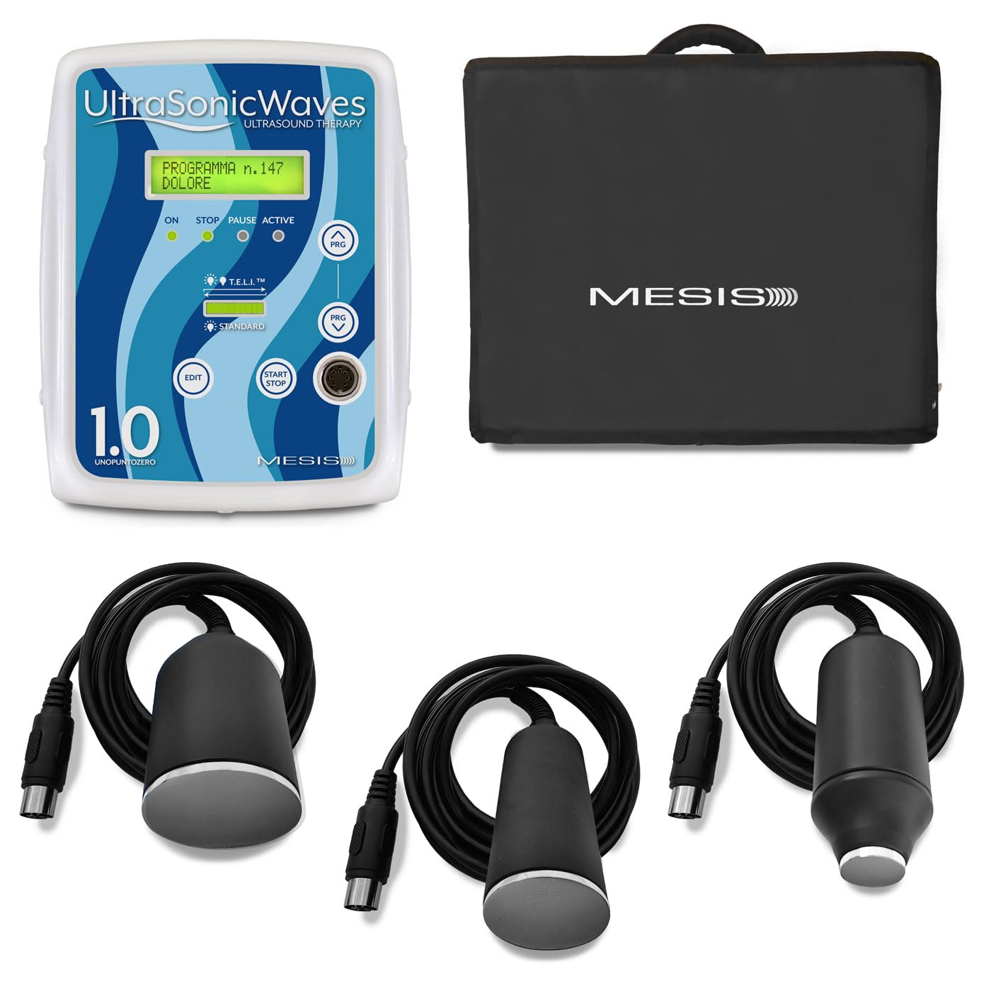 MESIS UltraSonicWaves Terapia ad Ultrasuoni | 313 programmi | Tecnologia T.E.L.I. | 1 Mhz -3 Mhz |Antidolorifico - Curativo - Estetica - Sport | Dotazione SINFONIA