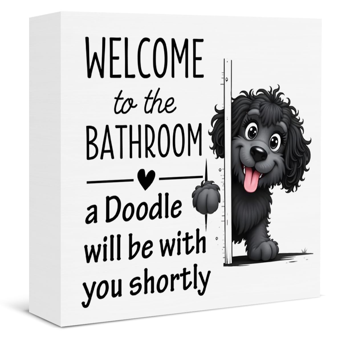 Bathroom Doogle Decor Funny Welcome to the Bathroom a Doogle Will Be with You Shortly Wooden Box Sign for Home Toilet Shelf Wall Decor