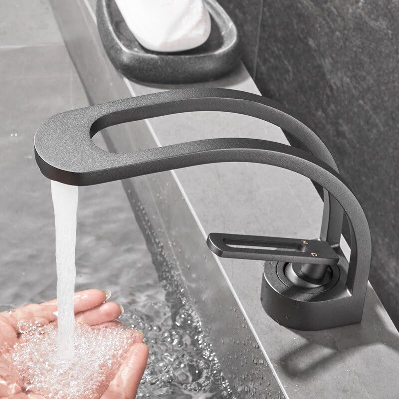 Robinet de lavabo mitigeur de salle de bain chaud et froid gris