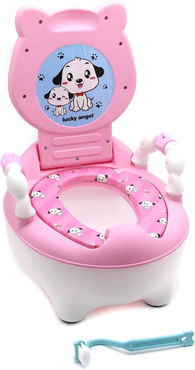Baby Kids Pink Bear Portable Potty Training Toilet Seat with Pad Toddler Lovely Toilet Comfortable Soft Seat Stool Chair for Early Sitting Skills