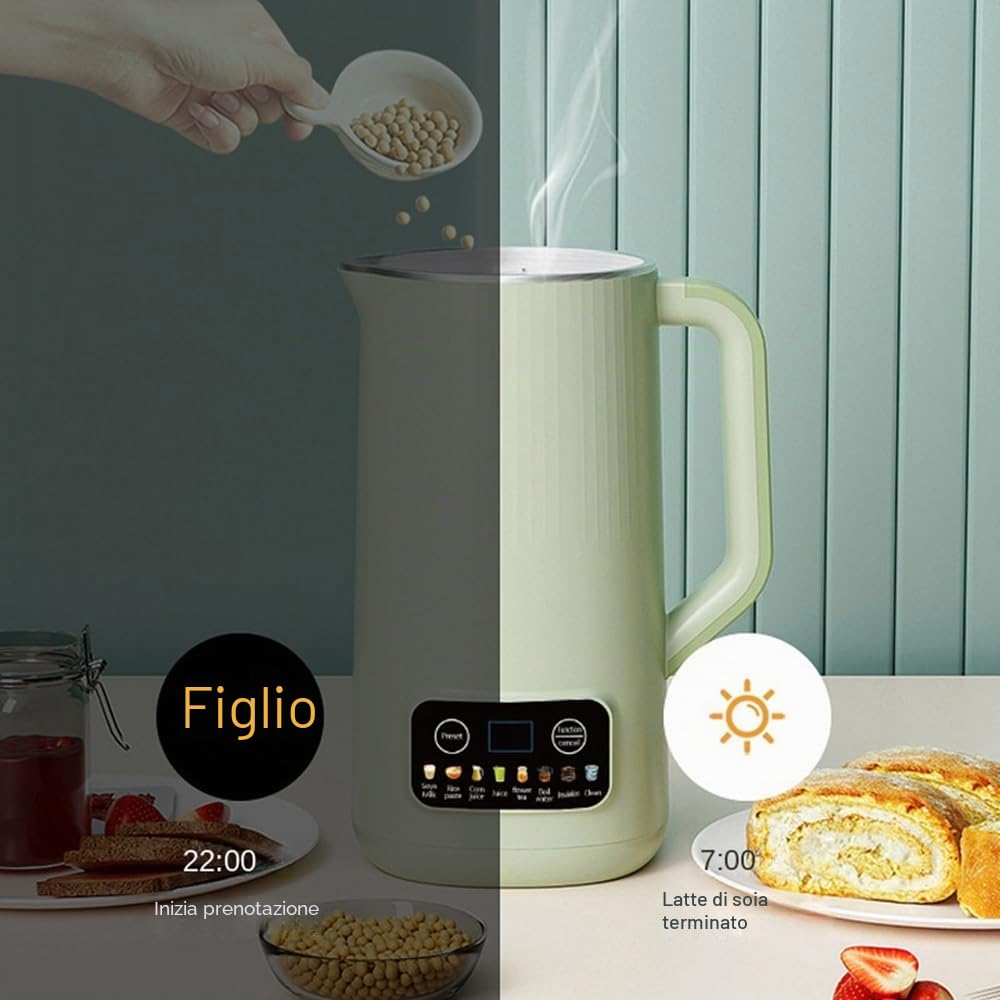 600W Macchina per Latte Vegetale, Macchina per Latte di Noci, Automatica 600ml, Programmabile Fino a 12H, 8 Programmi Automatici, per Avena, Soia, Noci, Frutta ecc Multifunzionale e Salute (Bianco)